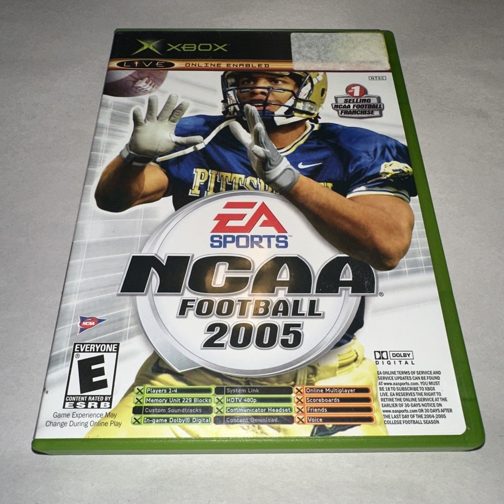 NCAA Football 2005 + Top Spin (Xbox, 2004) Complete CIB W/ Both Manuals Exc Cond